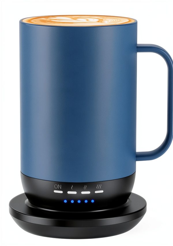 Kepwam Heated Coffee Mug 16oz Steel Blue Smart Temperature Control-0
