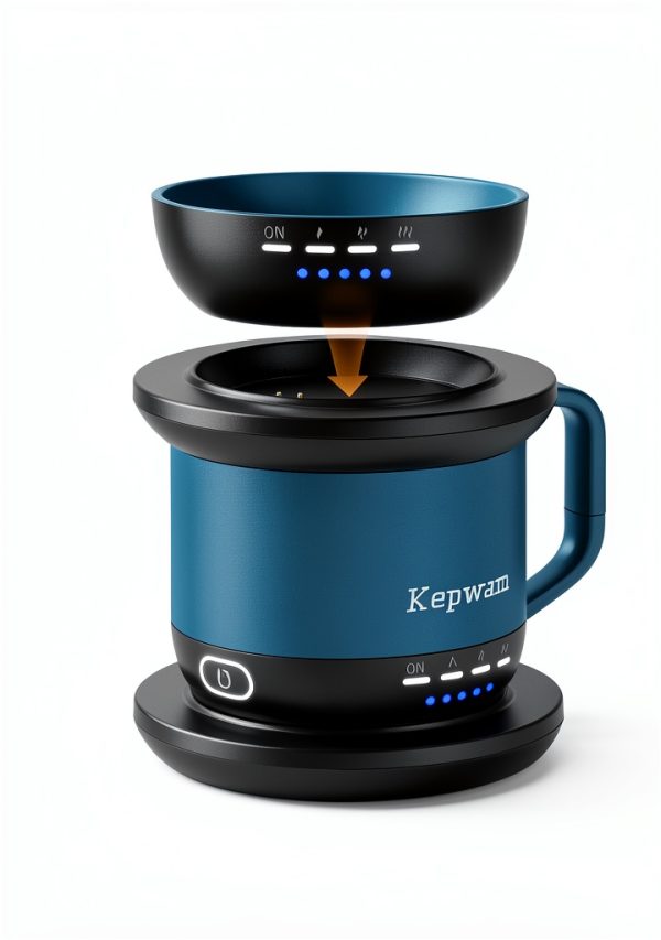 Kepwam Heated Coffee Mug 16oz Steel Blue Smart Temperature Control-2