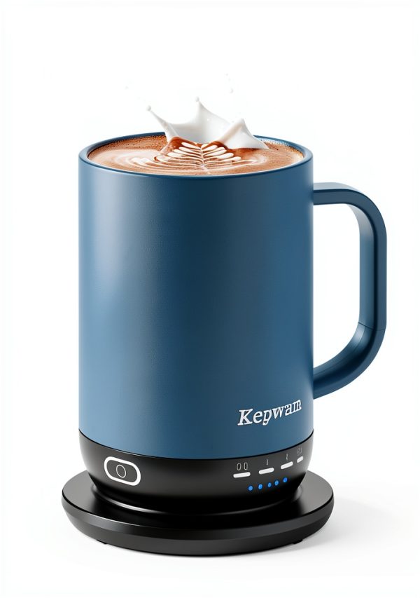 Kepwam Heated Coffee Mug 16oz Steel Blue Smart Temperature Control-5