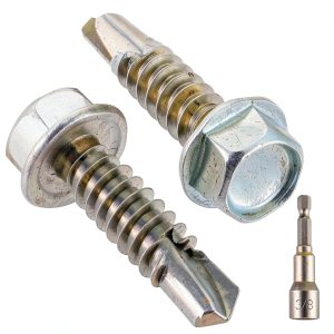 Self Drilling Screws VGBUY 60pcs #14 x 1in Hex Washer Stainless Steel-0
