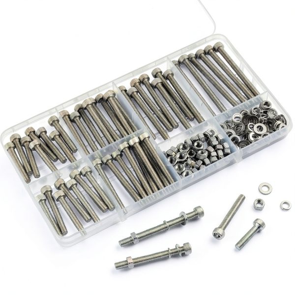 M5 Screws Kit 184pcs 304 Stainless Steel Hex Bolts by BNUOK-3