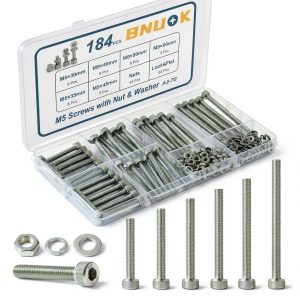 M5 Screws Kit 184pcs 304 Stainless Steel Hex Bolts by BNUOK-0