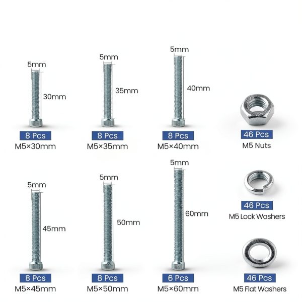 M5 Screws Kit 184pcs 304 Stainless Steel Hex Bolts by BNUOK-1
