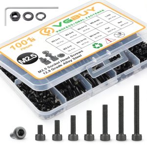 M2.5 Screws Kit VGBUY 1001pcs Black Hex Socket 12.9 Steel 7 Sizes-0